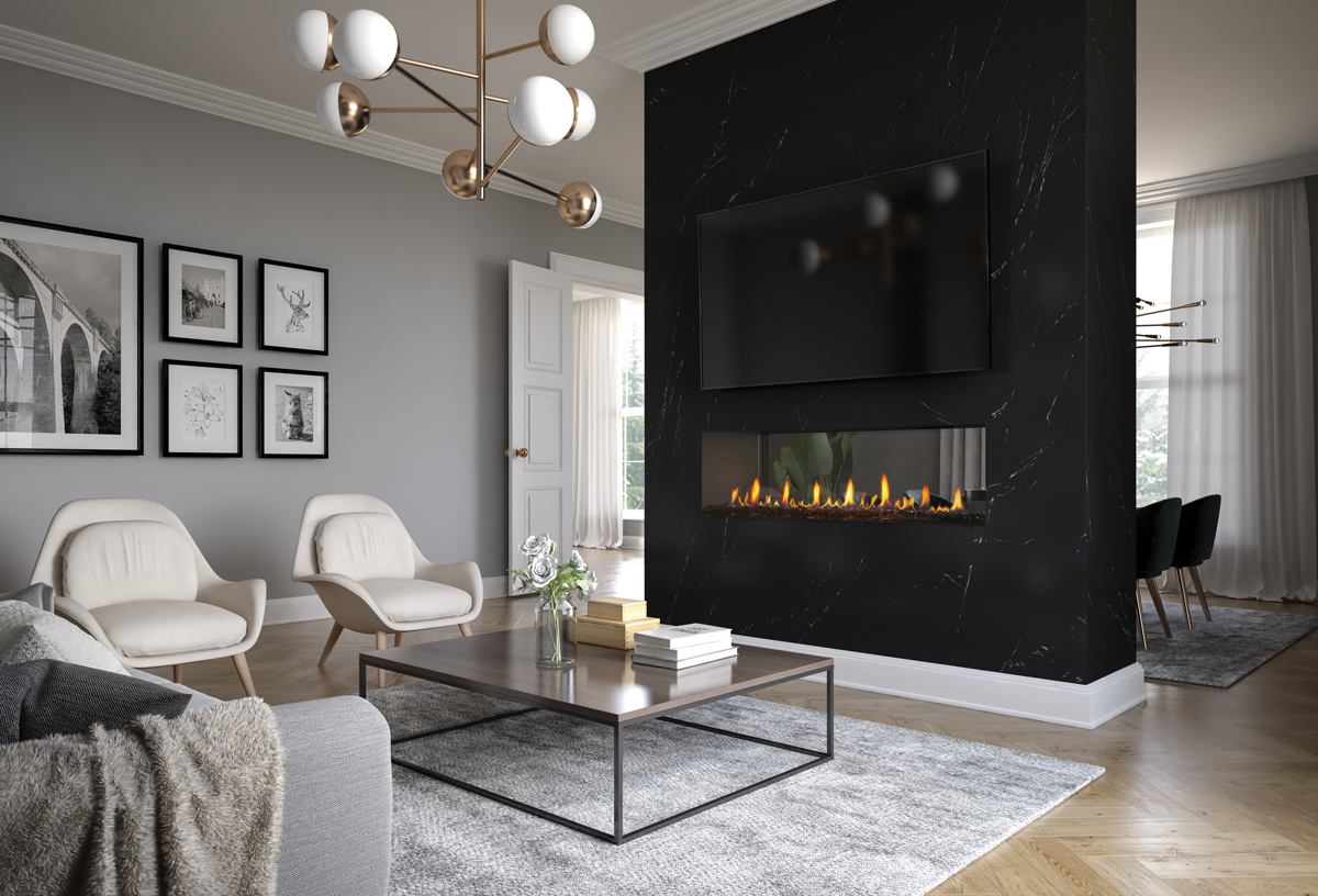 Regency Fireplace TV Wall City Series Seattle See Through